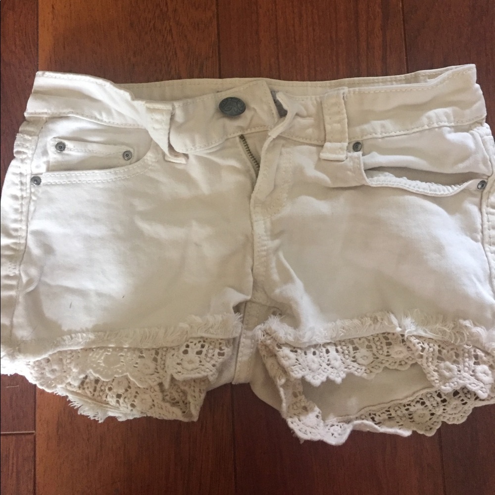 Jean shorts with lace on the bottom