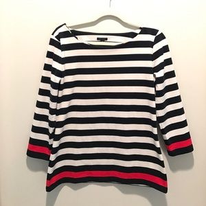 Ann Taylor Navy and White Striped Top
