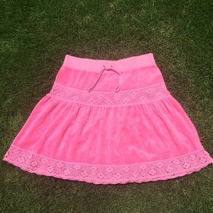 Juicy Couture Pink Terry Cloth Crochet mini skirt