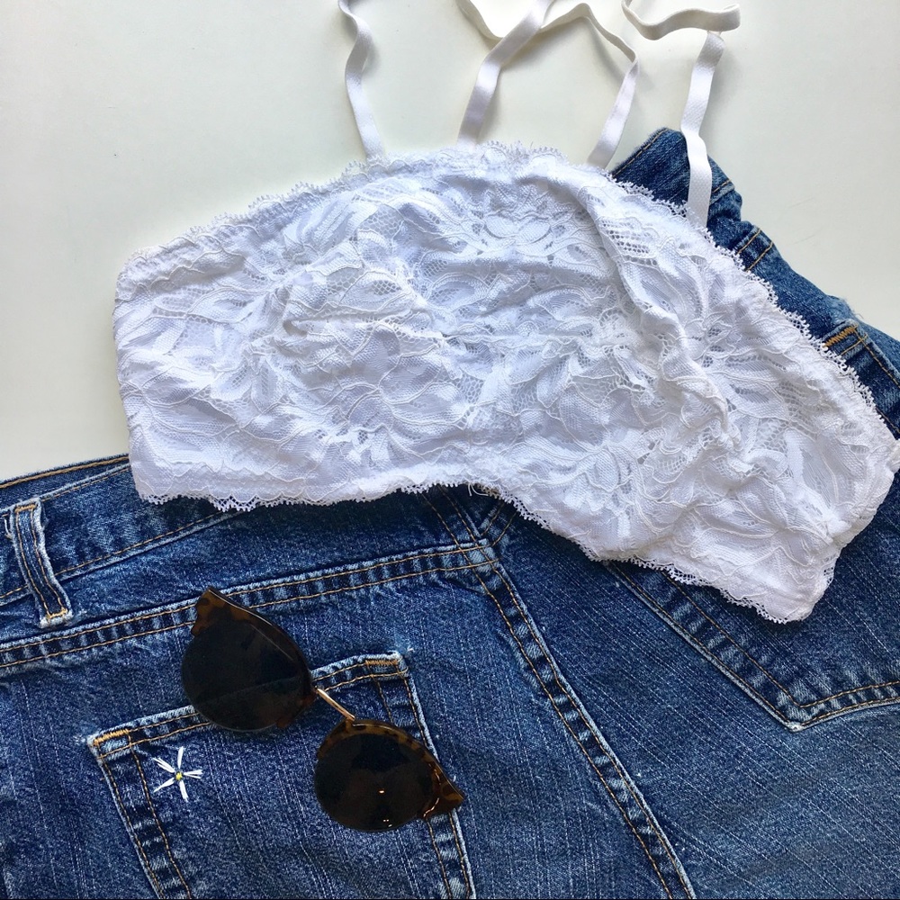 High-Neck White Lace Aerie Bralette!