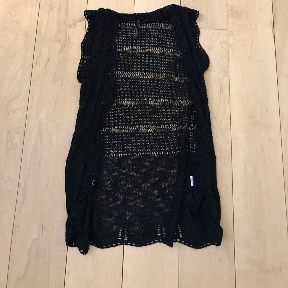 Sleeveless Black Crocheted Vest