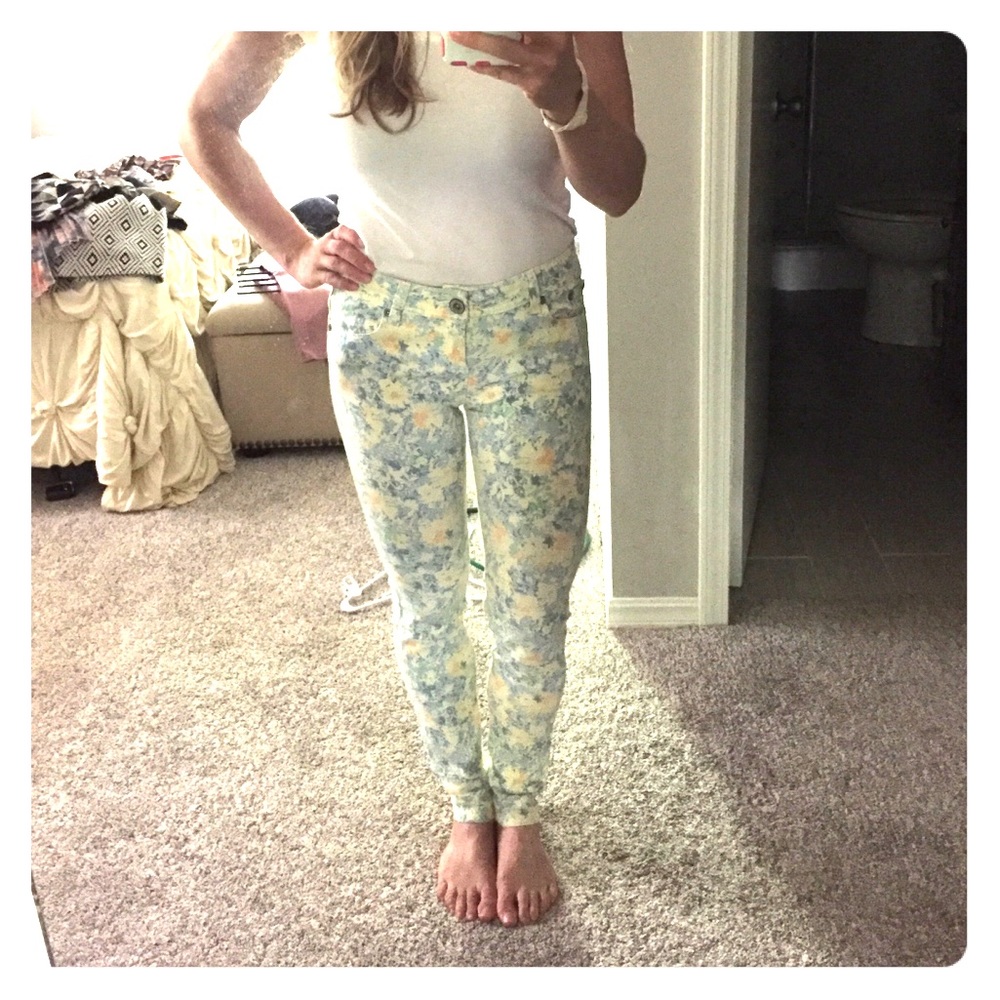 Floral skinny jeans