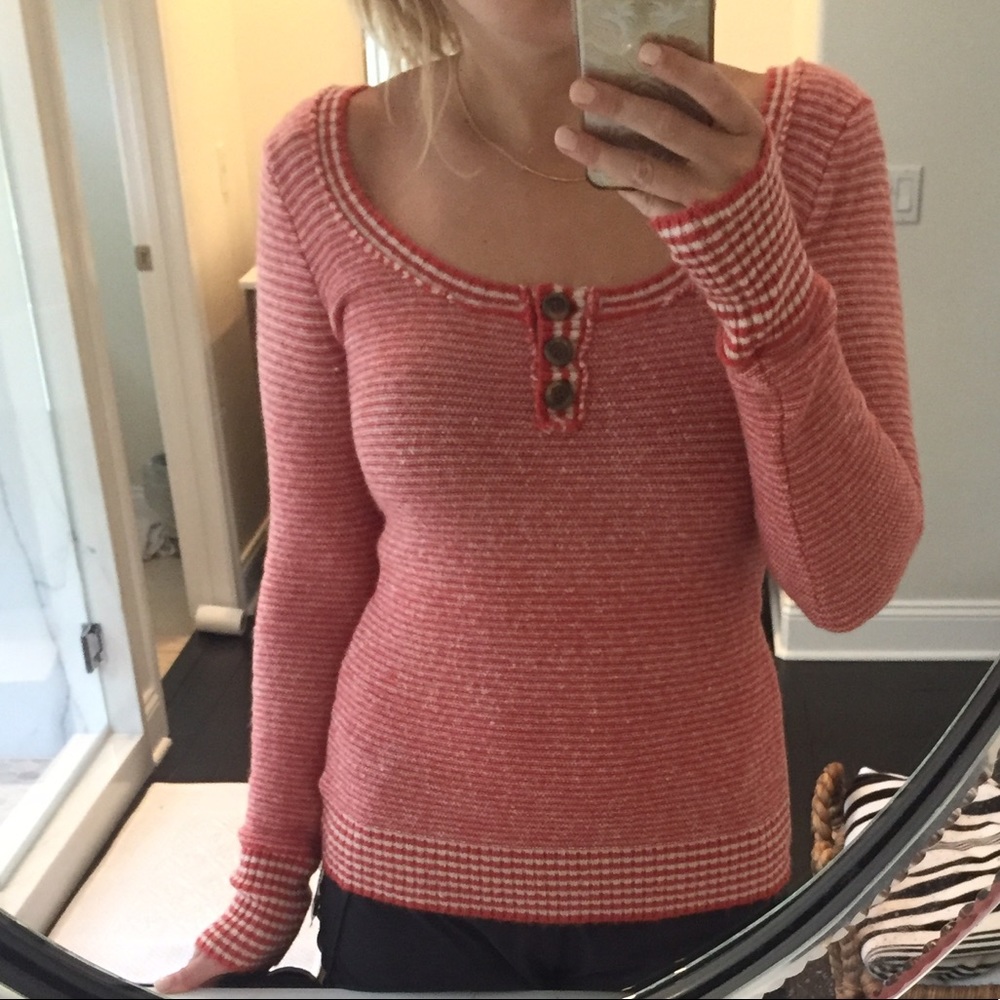 ⭐️Free People Orange Striped Sweater Top⭐️