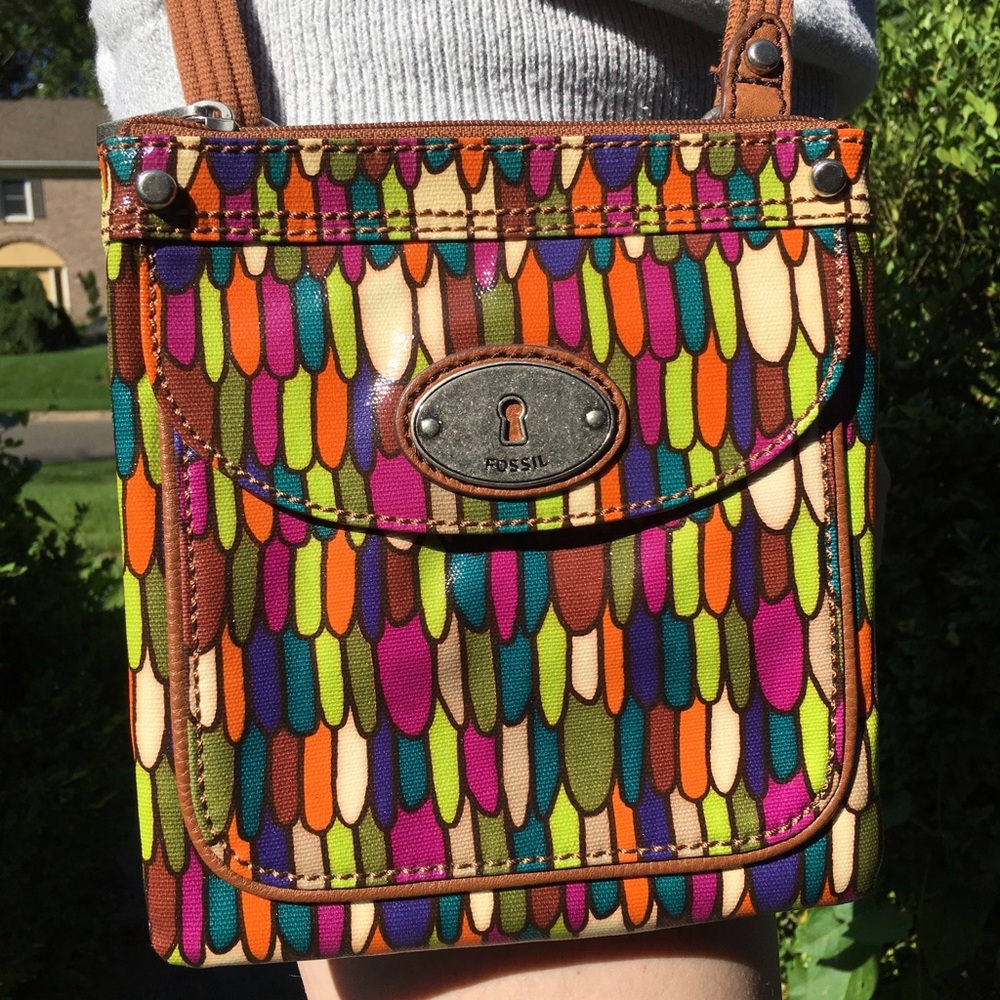 NWOT Fossil "Key-per" Colorful Crossbody Bag