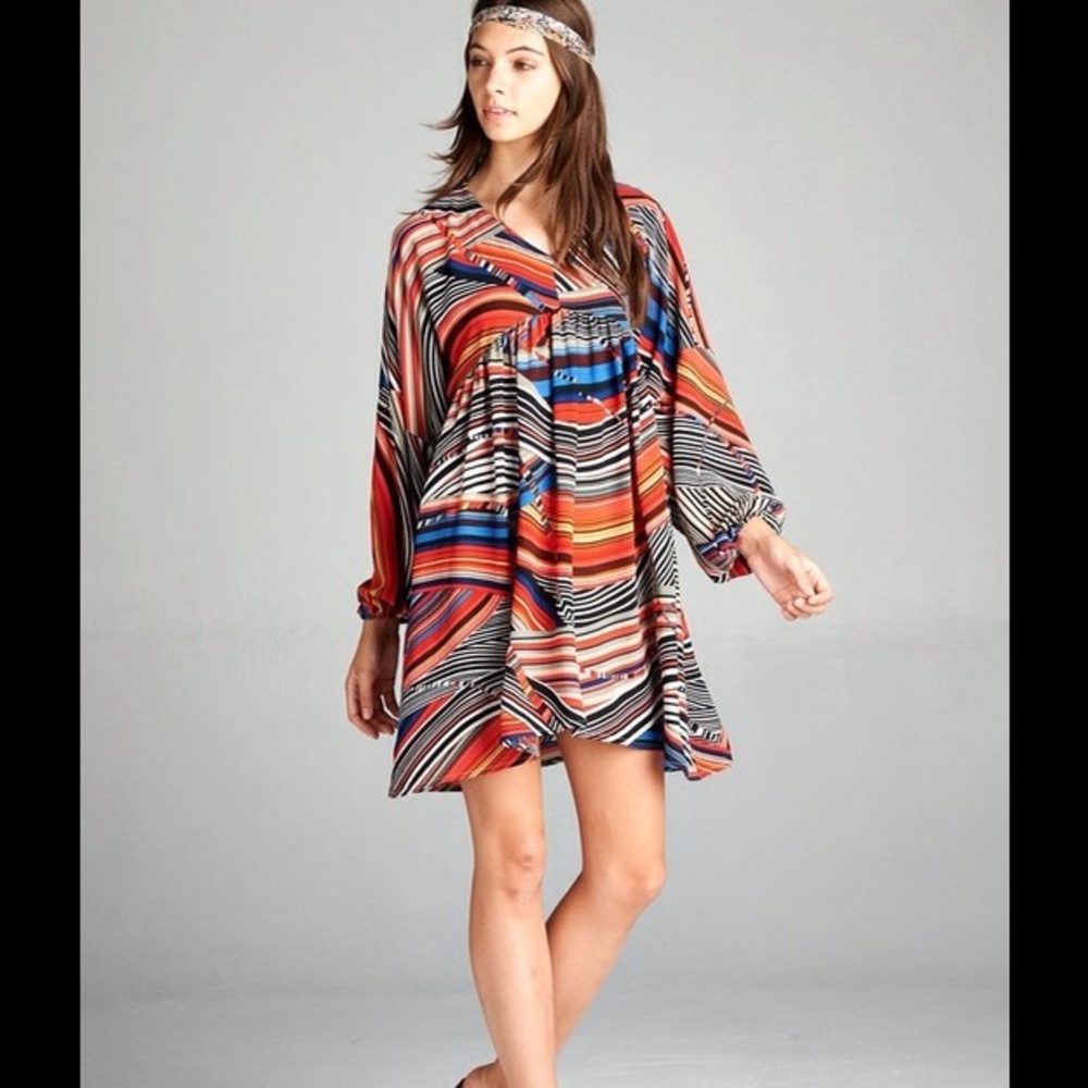 Hi/Lo Striped Dress, Size Small - Picture 2 of 7