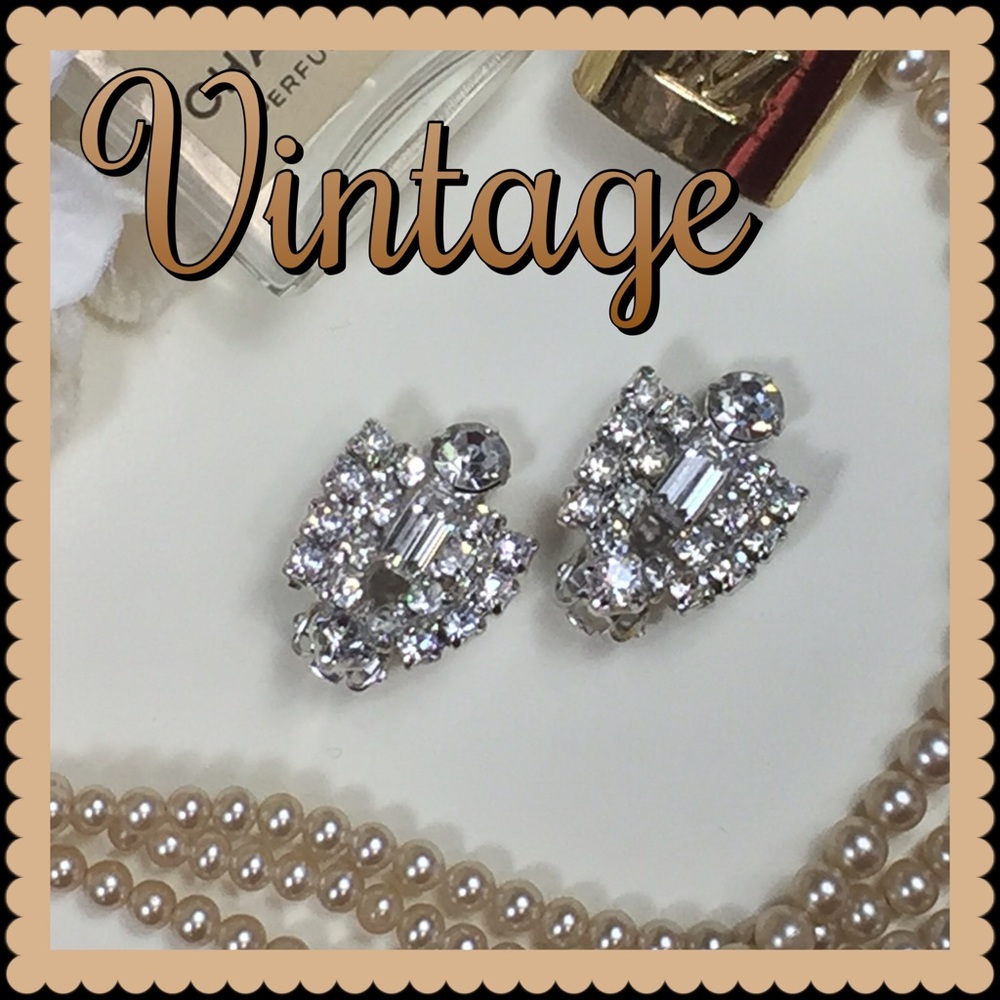 Vintage Rhinestone Clip-on Earrings