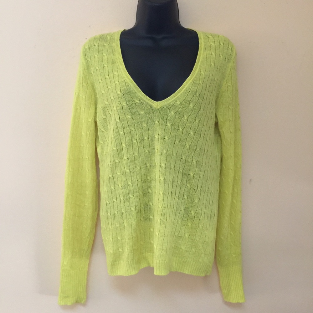 J. CREW Yellow 100% Linen Cable Knit Sweater