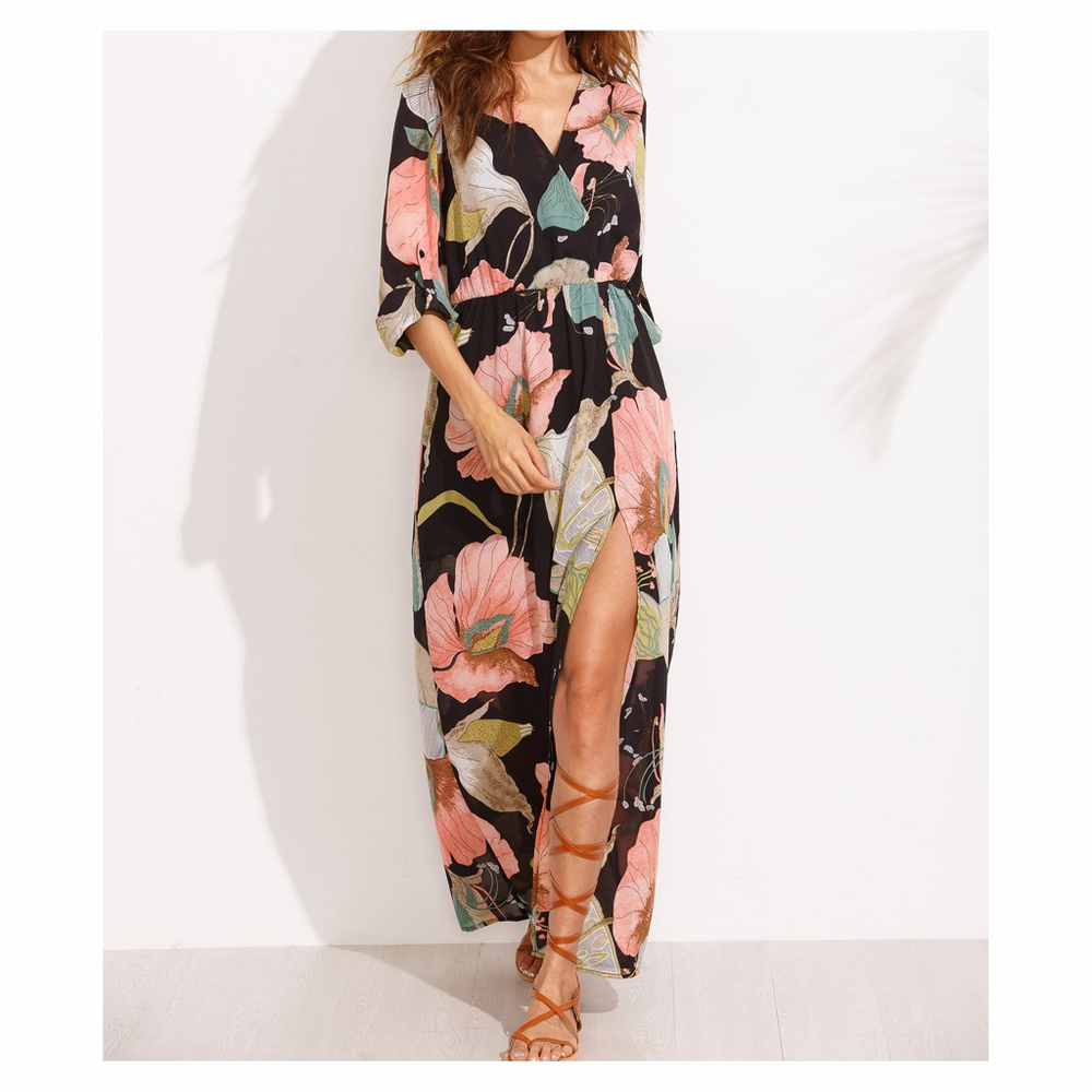 ⚡️⚡️CLEARANCE Black Floral Long Sleeve Maxi Dress - Picture 4 of 7