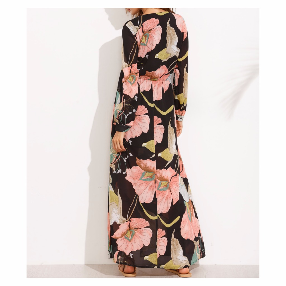 ⚡️⚡️CLEARANCE Black Floral Long Sleeve Maxi Dress - Picture 3 of 7