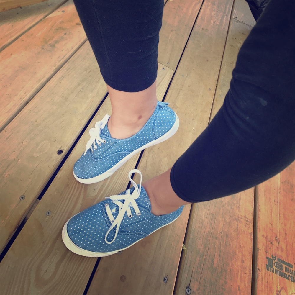 Blue canvas shoes