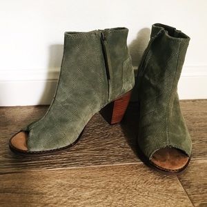 TOMS suede open toe booties