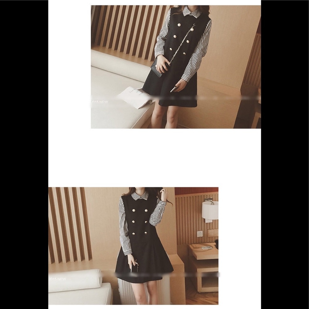 Mock Two-Piece Double Breasted Dress