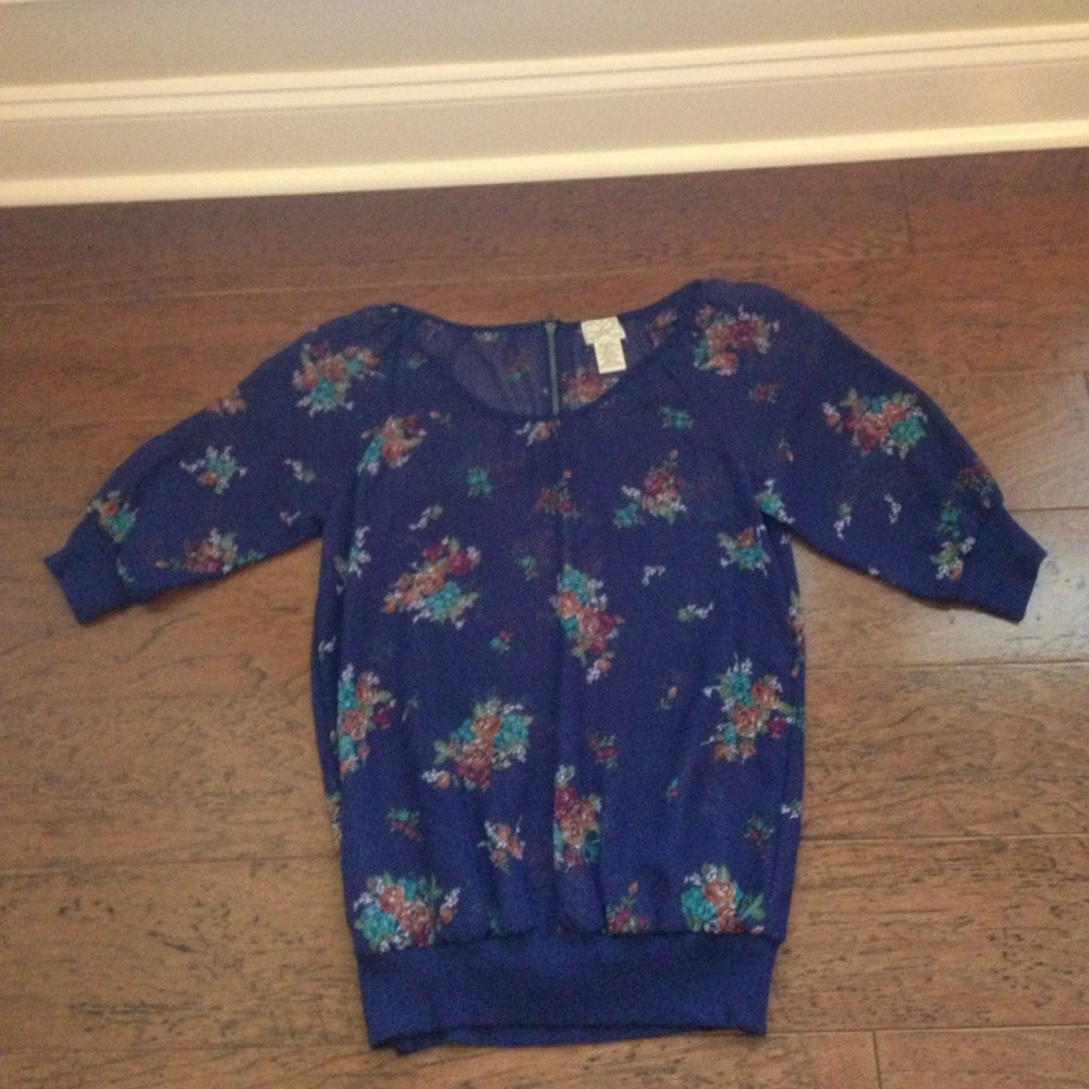 Navy floral sheer top by Eyelash Couture