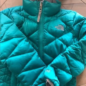 Girls Teal North Face Down Jacket