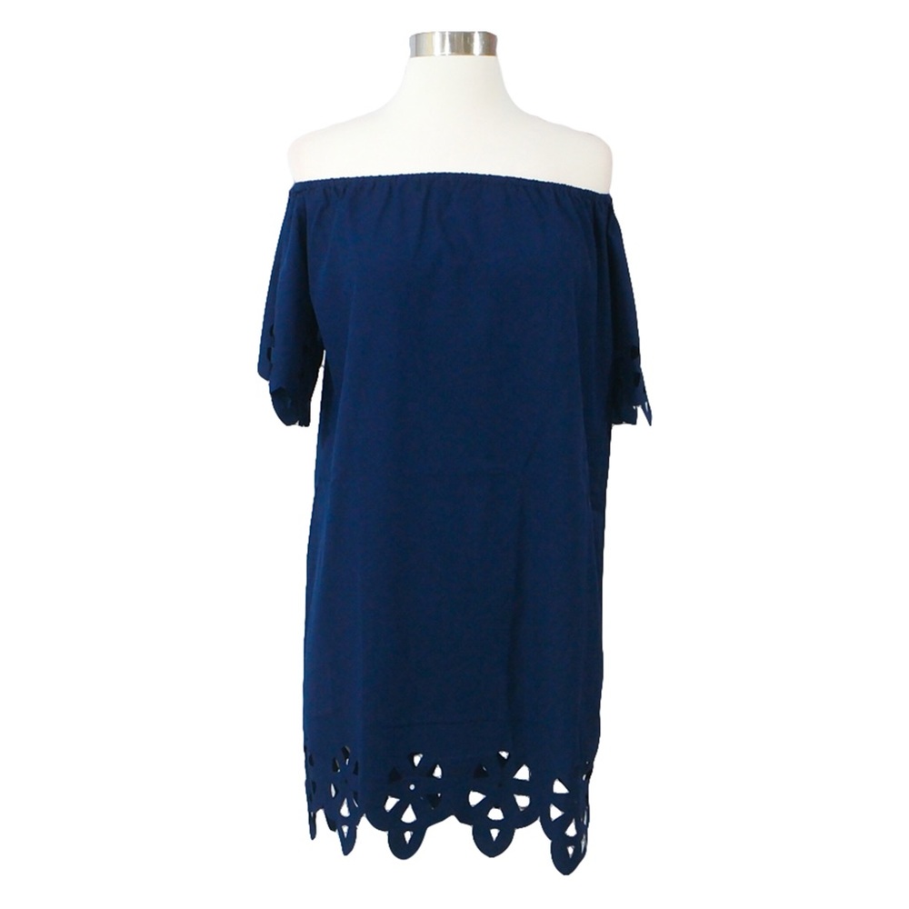 ❗️FINAL PRICE❗Navy Blue Off Shoulder Cut Out Dress - Picture 5 of 8