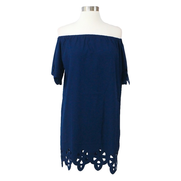 ❗️FINAL PRICE❗Navy Blue Off Shoulder Cut Out Dress - Picture 5 of 8