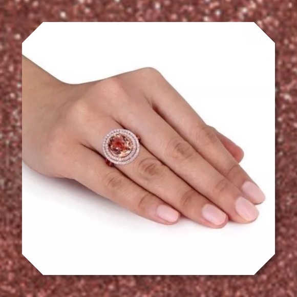 JUST IN🆕Double Halo Round 18k Rose Gold Filled - Picture 2 of 4