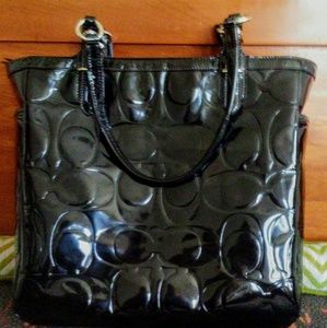 Large Embossed Patent Leather Coach Bag