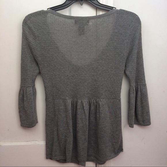 Gray cardigan, peplum top with 3/4 bell sleeves - Picture 2 of 3