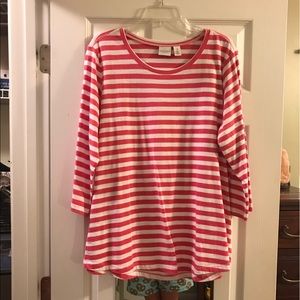 Pink Striped 3/4 Sleeve Shirt