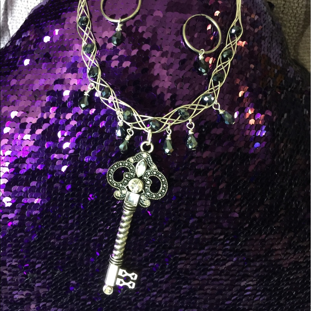 Silver and Black Gothic Key OOAK