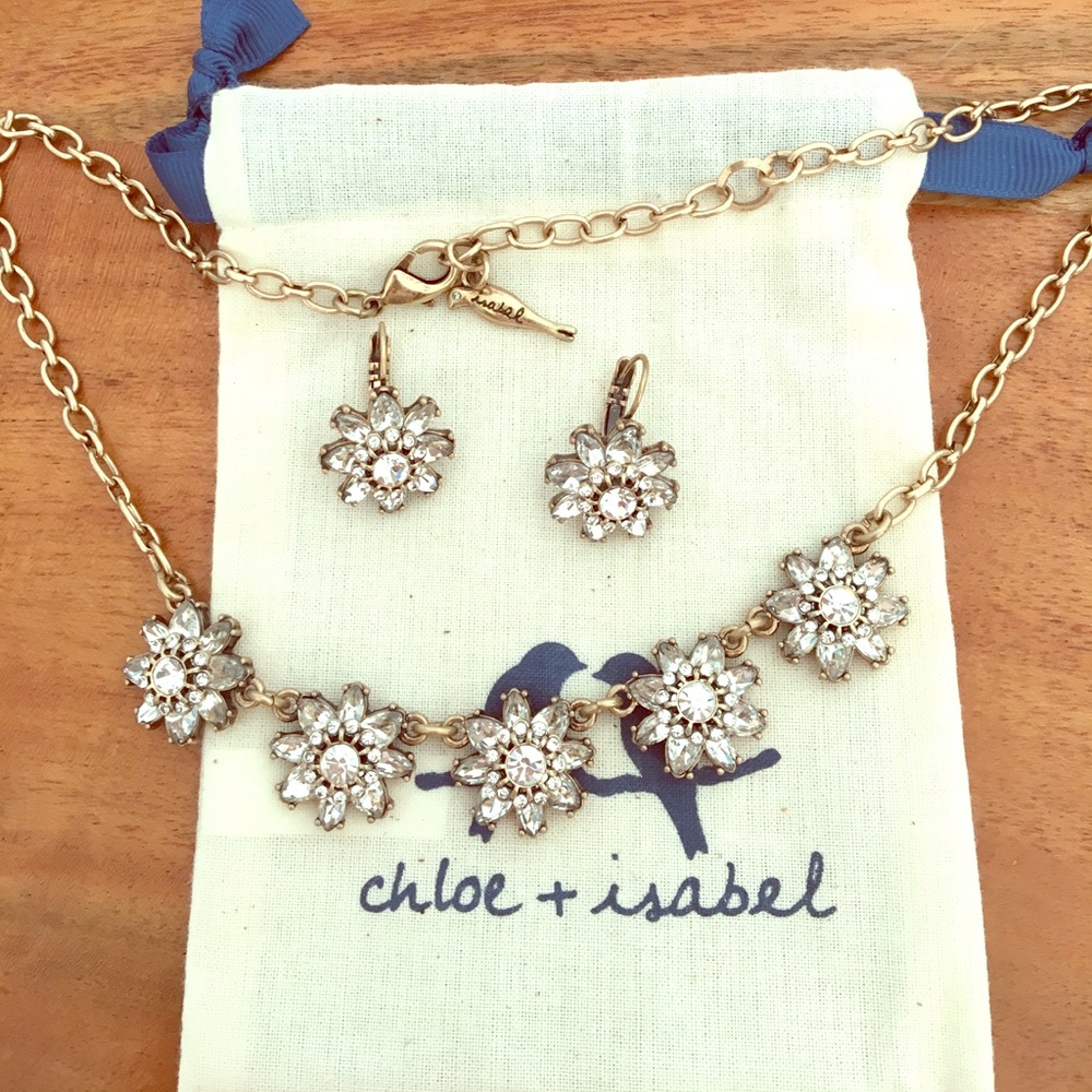 Gold Necklace with Crystals