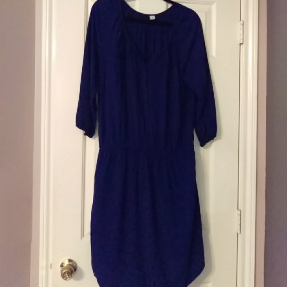 Old Navy 3/4 Sleeve Blue Knee Height Dress