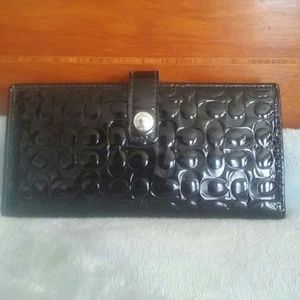 Embossed Patent Leather Coach mini C wallet