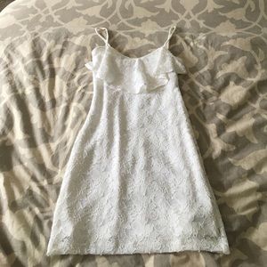 STRAPPY WHITE LACE MINI DRESS