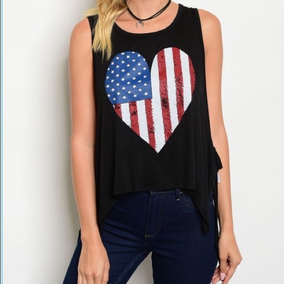 Orange Creek patriotic heart open side tank - Picture 2 of 8