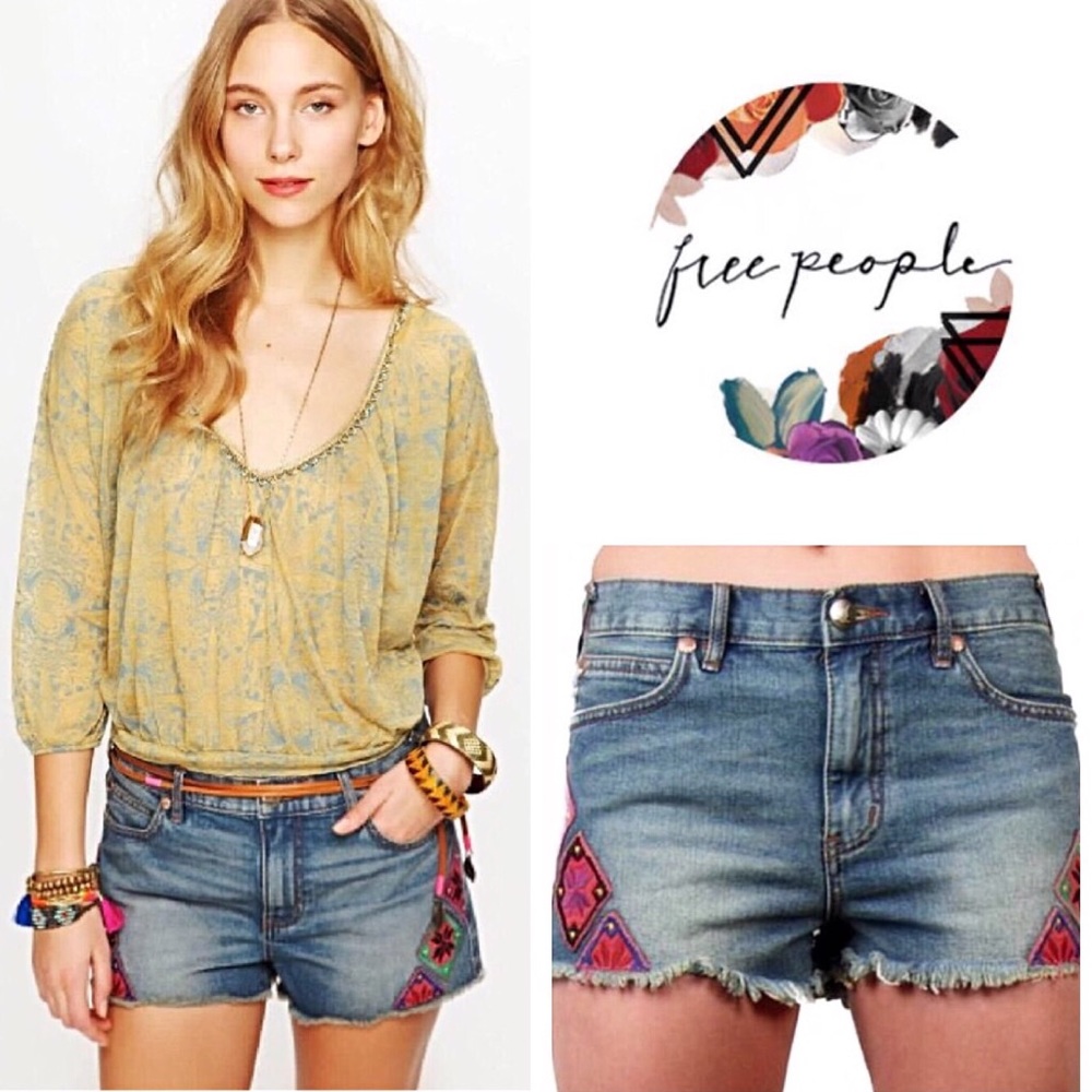 Free People Moroccan Patch Cutoff Shorts