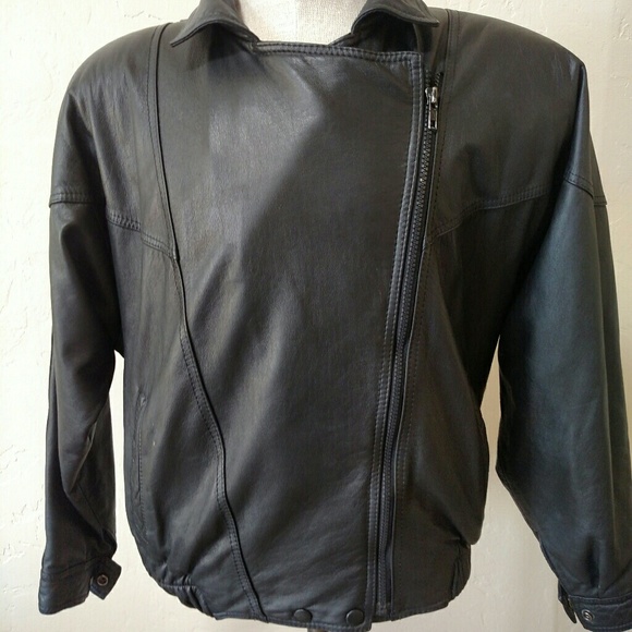 Other - Leather motorcycle jacket black side zip Medium