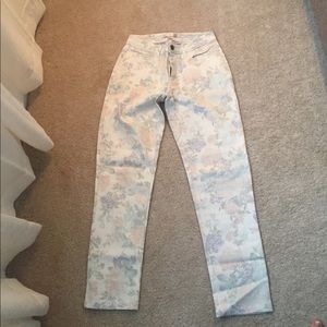 Denim floral pants