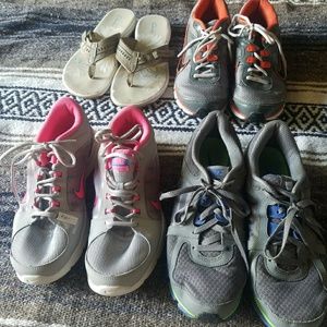 Woman's size 10 sneakers & Clark flip flops sz 10