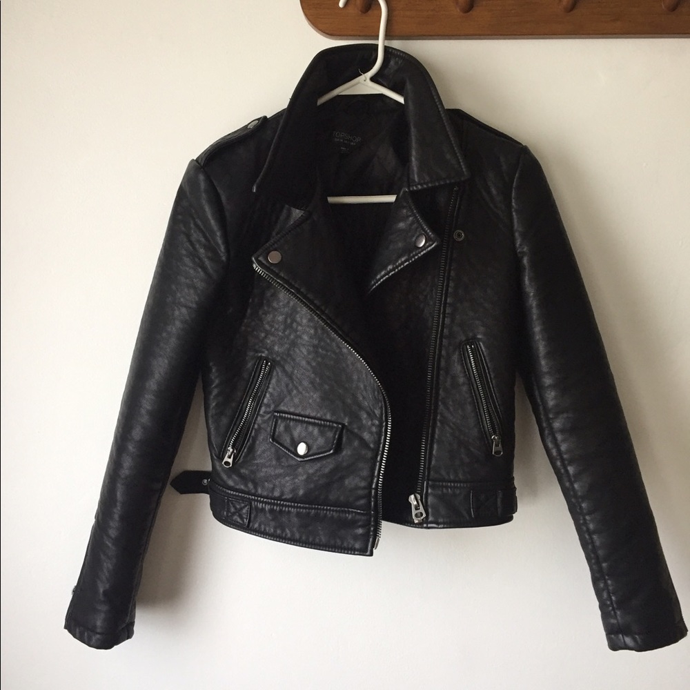 TOP SHOP VEGAN LEATHER JACKET! Small