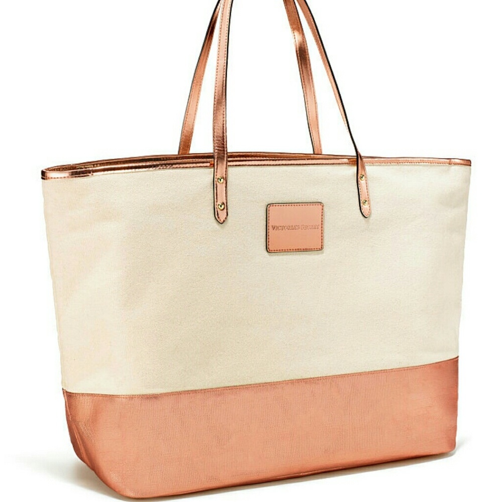 NWOT Victoria's Secret Canvas Rose Gold Tote