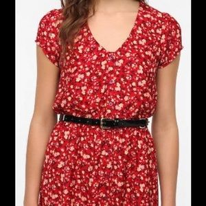 Kimchi Blue Silky Sabrina Shirtdress in Red