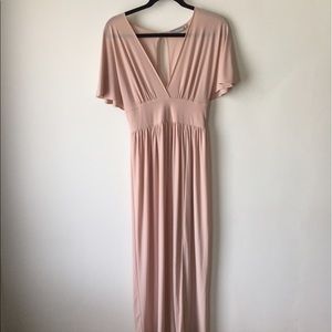 ASOS BRIDESMAID BLUSH DRESS PLUNGE XS