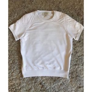 White Allston Outfitters Quilted Shoulder Tee Sz M