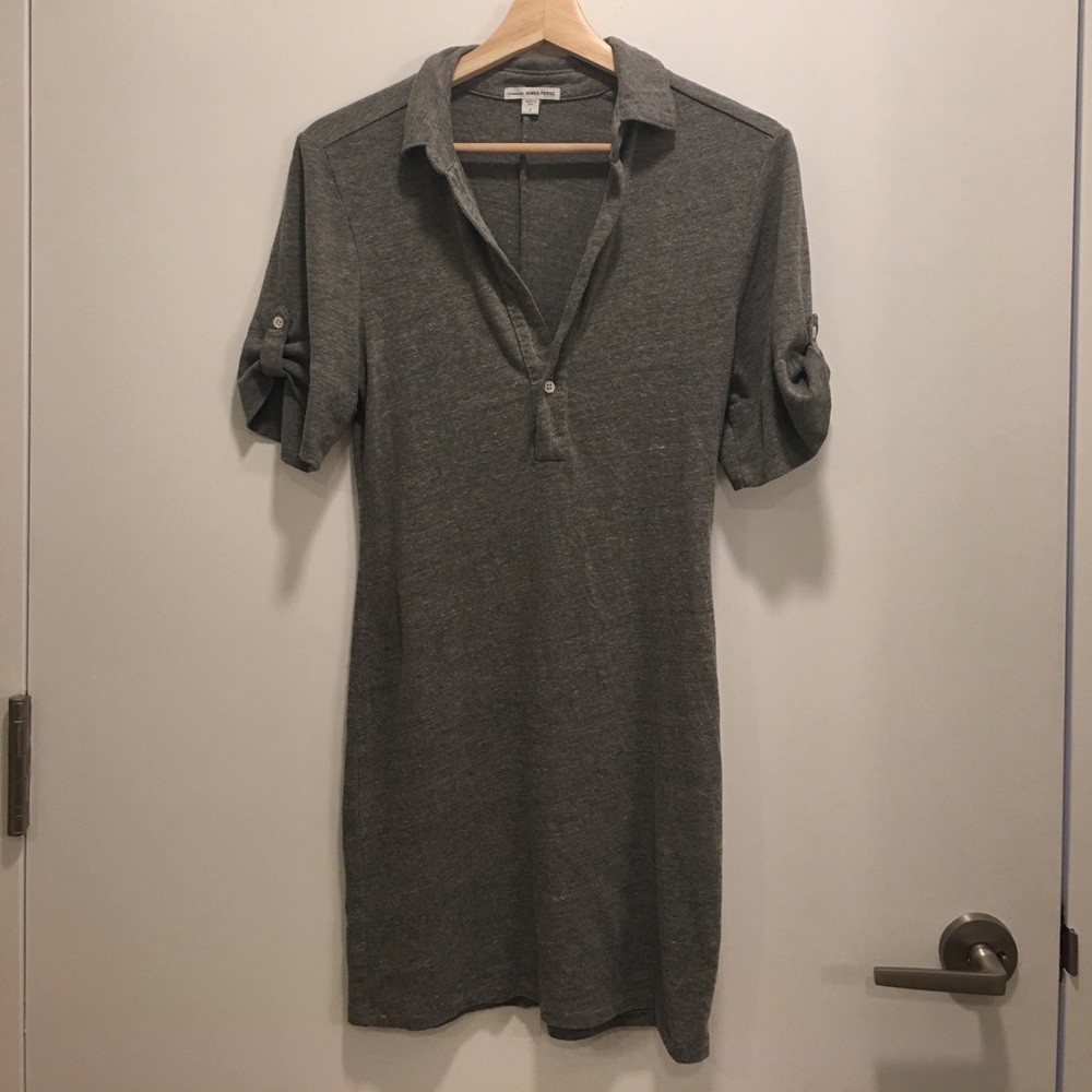 James Perse cute soft grey v neck minidress