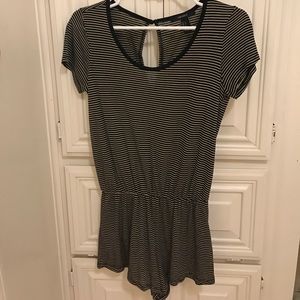 Short sleeve striped romper