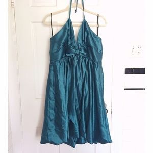 Go Jane Teal Short Dress, Halter Straps