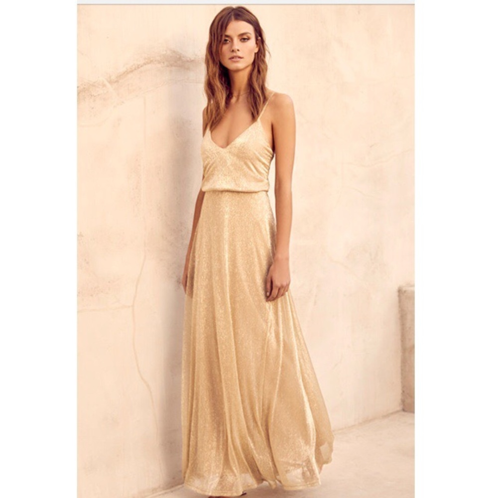 GOLD LULUS SPARKLE DRESS SIZE SMALL
