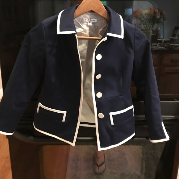 Girls Brooks Brothers navy with white trim blazer - Picture 1 of 3