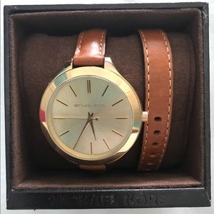 Michael Kors Leather Wrap-Around Watch