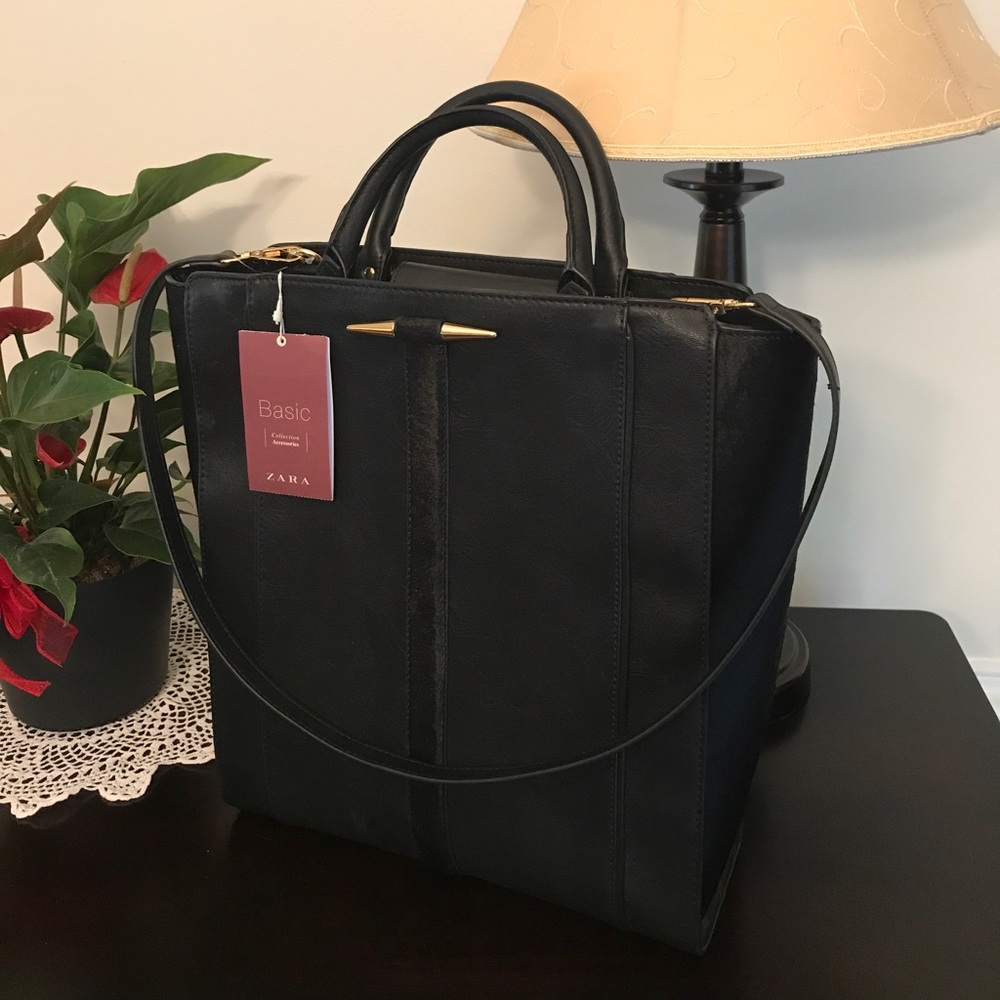 Zara black leather bag