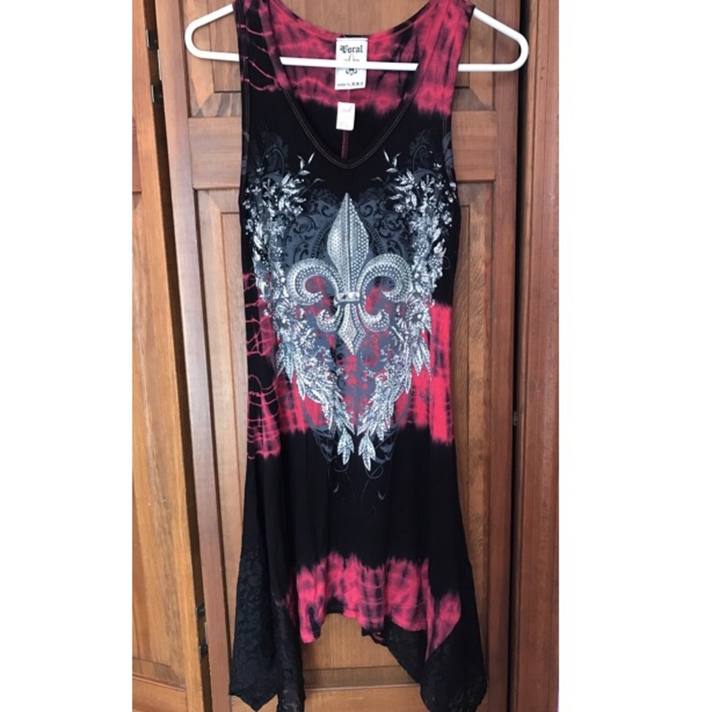 Jeweled and Patterned Flow Dress