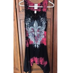 Jeweled and Patterned Flow Dress