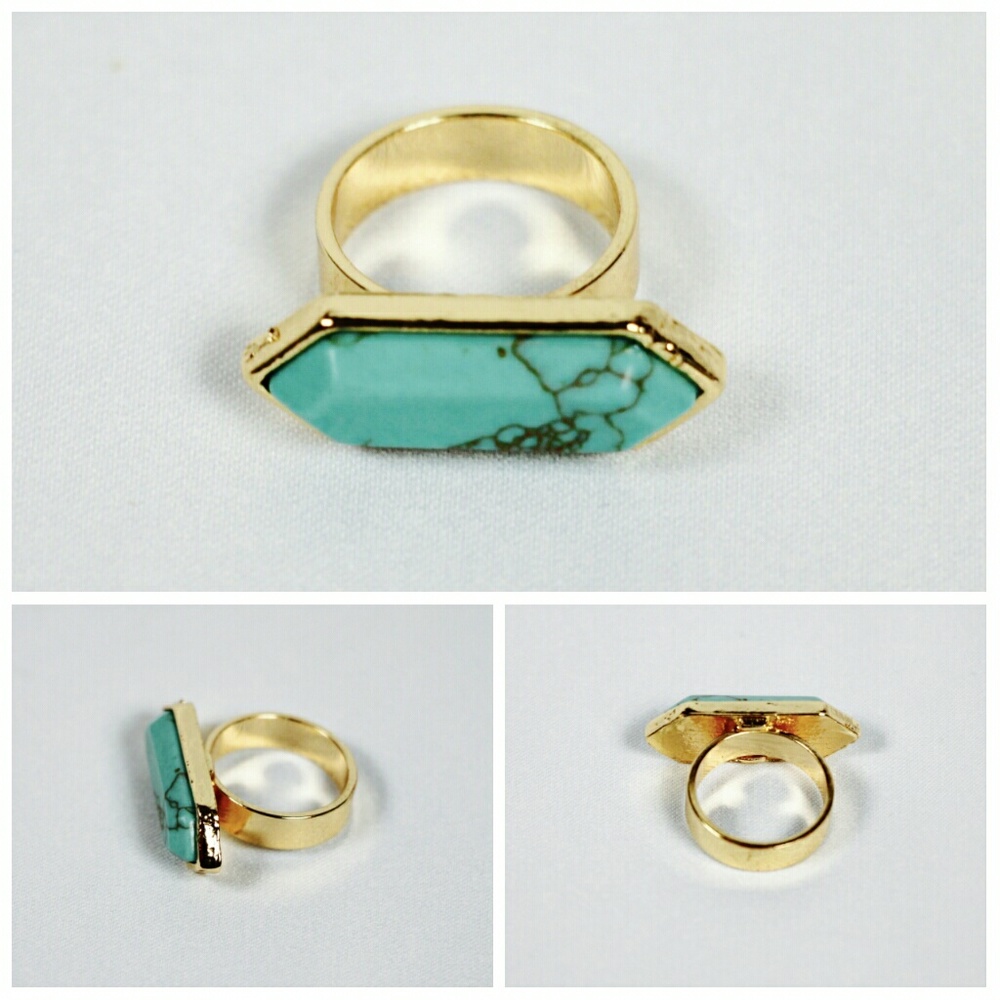 HP🍾 Modern Turquoise Marbled Stone Ring