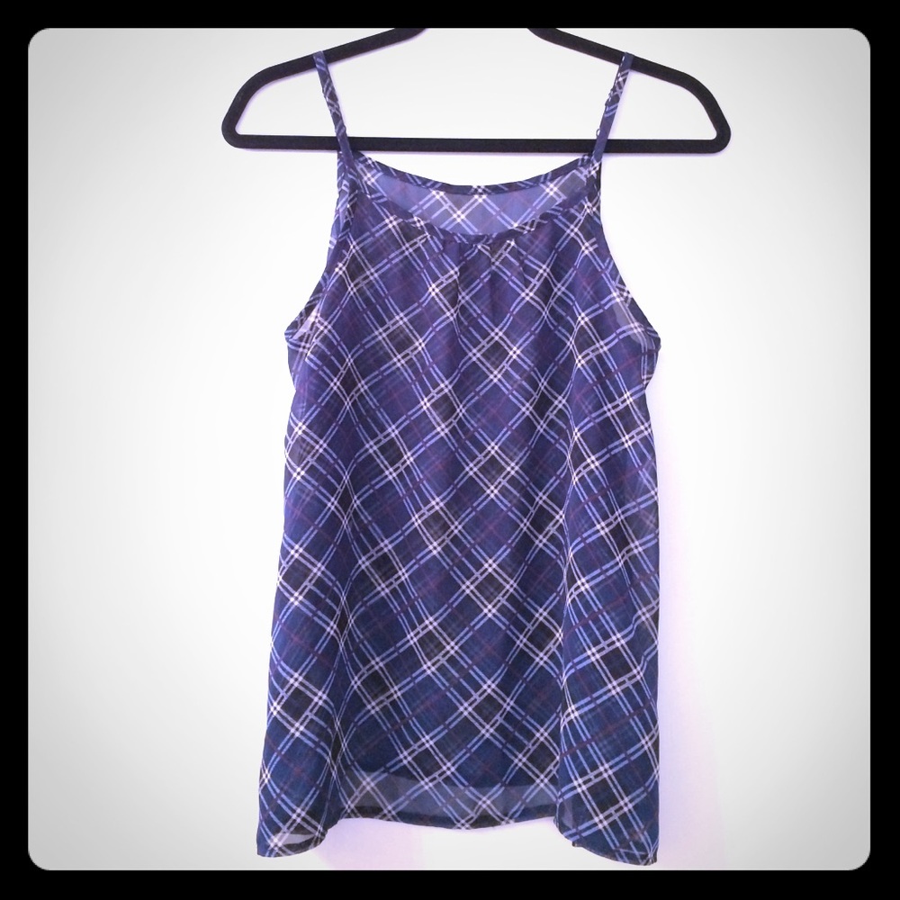 Sheer Plaid Spaghetti Strap Top
